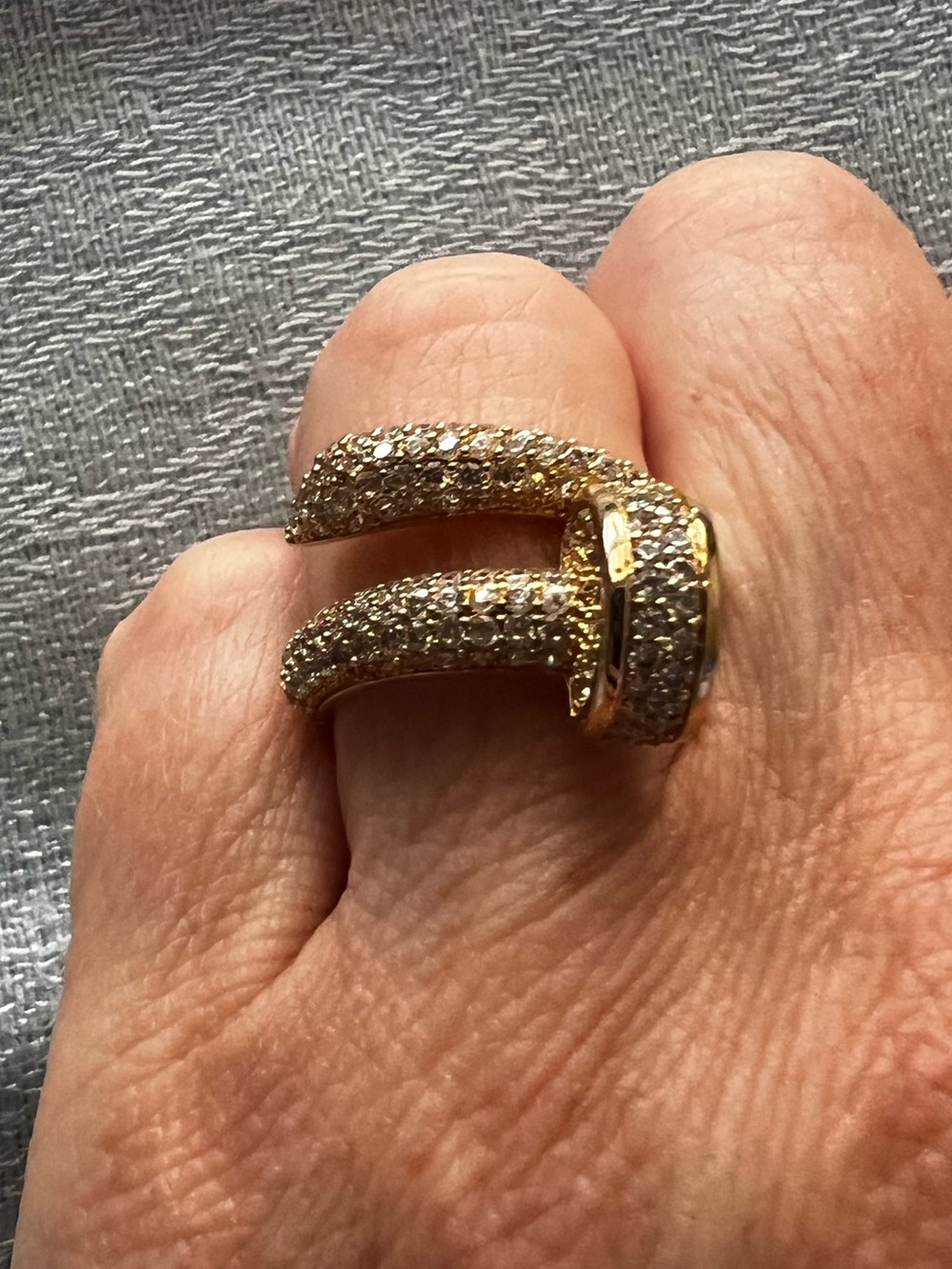 Gold Tone Pave Crystal Open Wrap Ring - Women's Jewelry